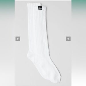 Alo White Ribbed Socks
